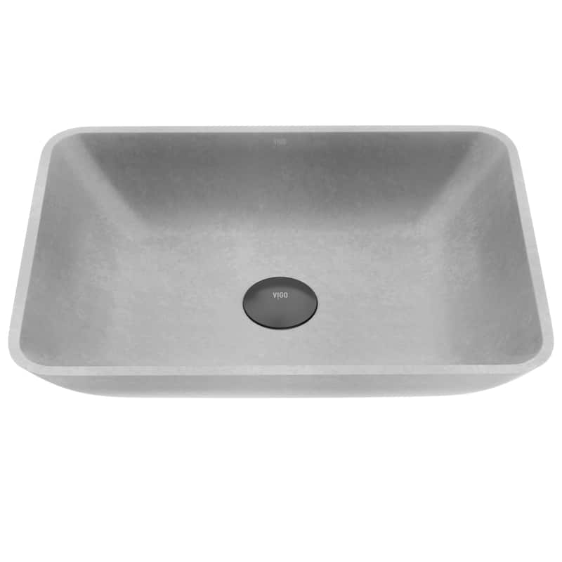VIGO Duomo 18"L x 13"W x 4"H Concreto Stone Rectangular Bathroom Vessel Sink