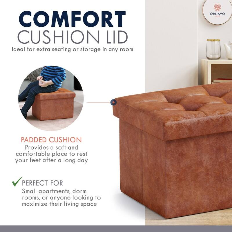 Small Foldable Rectangle Storage Ottoman