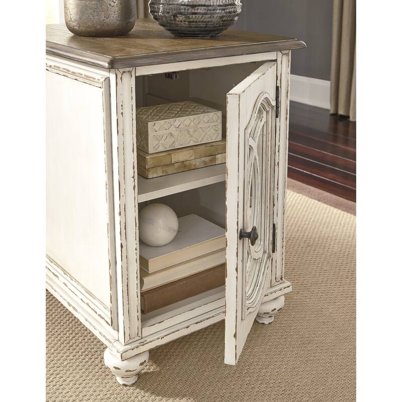 Signature Design by Ashley Realyn White/Brown 2-Piece End Table Package - 18" W x 24.13" D x 25.25" H