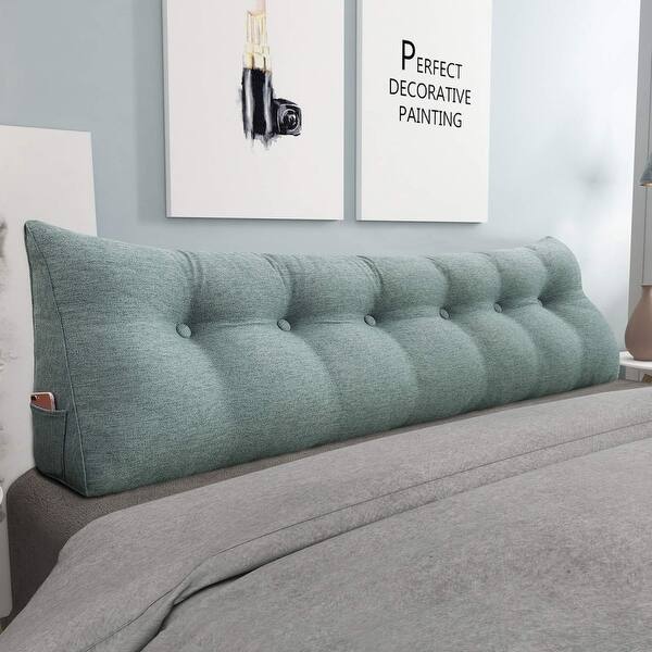 WOWMAX Bedrest Back Support Wedge Bolster Reading Pillow Daybed Gray Velvet