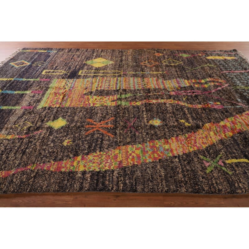 Tribal Moroccan Area Rug Handmade Oriental Wool Carpet - 8'7" x 12'6"