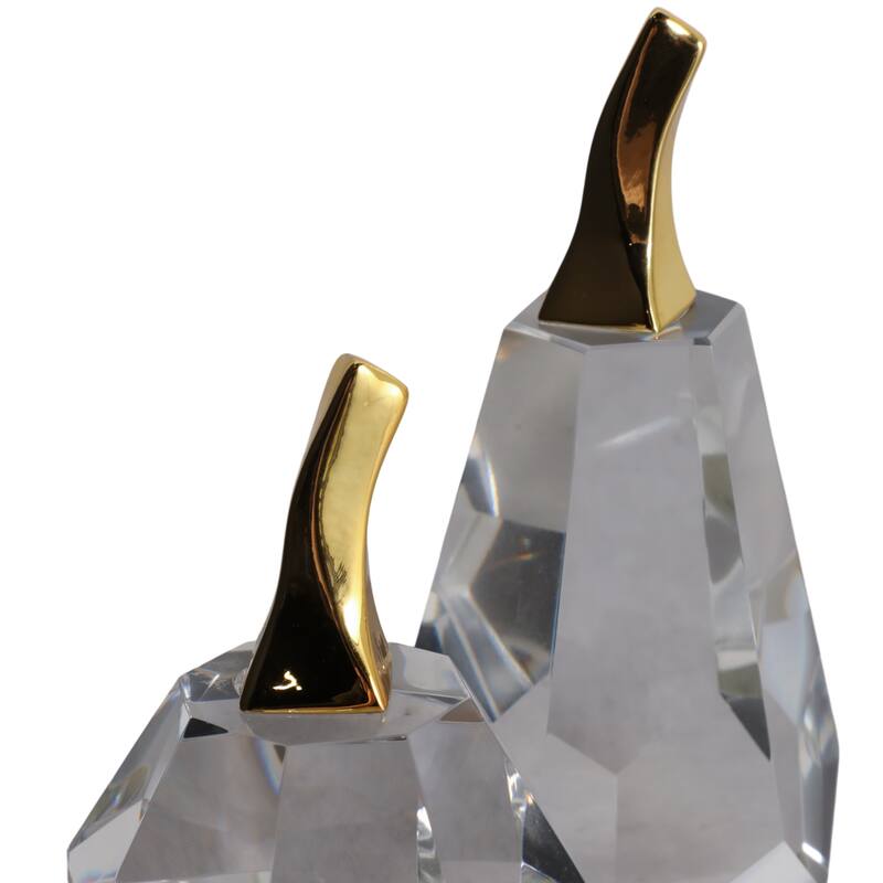 Glass Figurine Pear and Apple Luxurious Accent (Set of 2) - 5/6" Clear - 2.75" x 3.25" x 7.25"