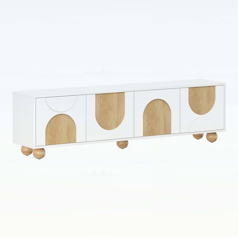 Farmhouse TV Stand with Cable Holes for TVs up to 75