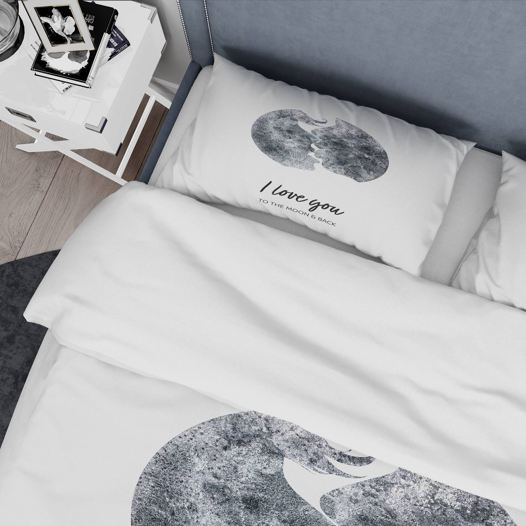 Designart 'Romantic Moon Kiss of Two Lovers' Modern Duvet Cover
