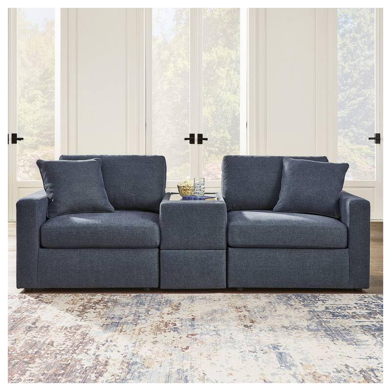 Signature Design by Ashley Modmax 3-Piece Sectional with Storage Console - 93" W x 37" D x 36" H - Blue