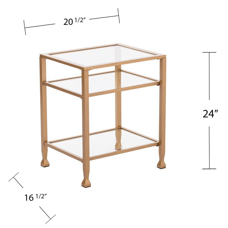 SEI Furniture Price Metal Side Table with Glass Shelf