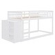preview thumbnail 59 of 58, Wooden Floor Bunk Bed Frame with Storage Drawers, 3 Shelves, Full-length Guardrail and Reversible Ladder for Kids, Teens