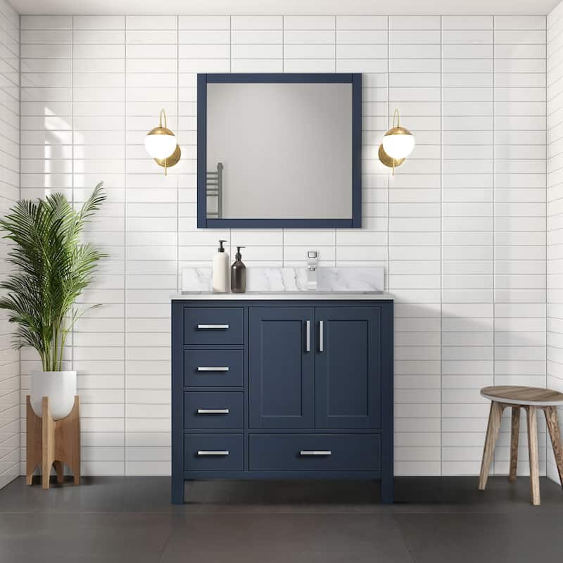 Jacques 36 in. W x 22 in. D Right Offset Distressed Grey Bath Vanity
