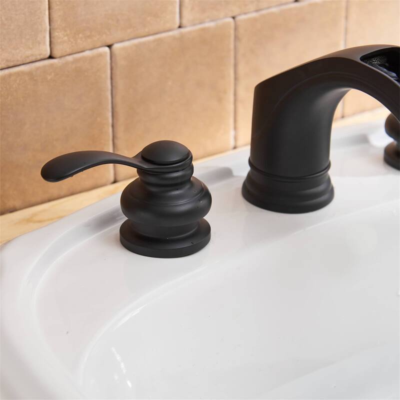 Waterfall Widespread Bathroom Sink Faucet With Drain Assembly 8 Inch Basin Vanity Faucets 3 Hole Modern Double Handle Black Taps