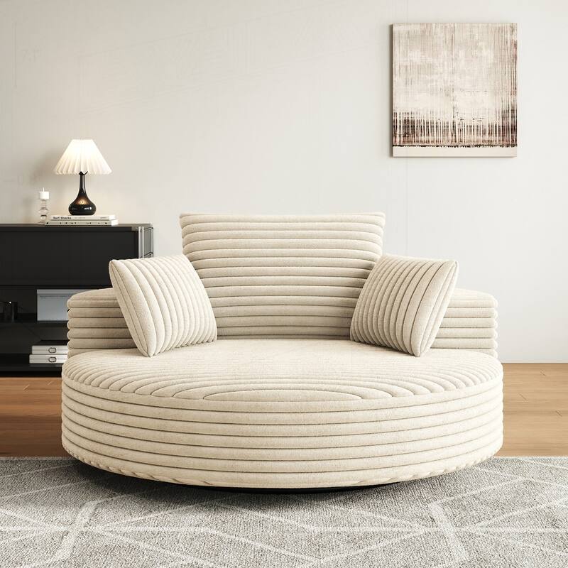 Comfortable Corduroy Foam Swivel Chair for Various Rooms, Enhancing Relaxation