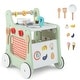 preview thumbnail 1 of 8, Costway 6-in-1 Baby Push Walker Wooden Strollers Learning Activity - See Details Green + White - See Details