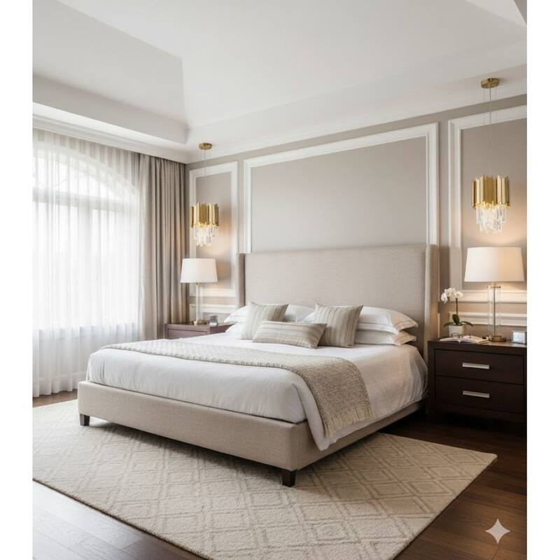 4 Light Gold Pendant Lighting With Clear Hanging Crystals