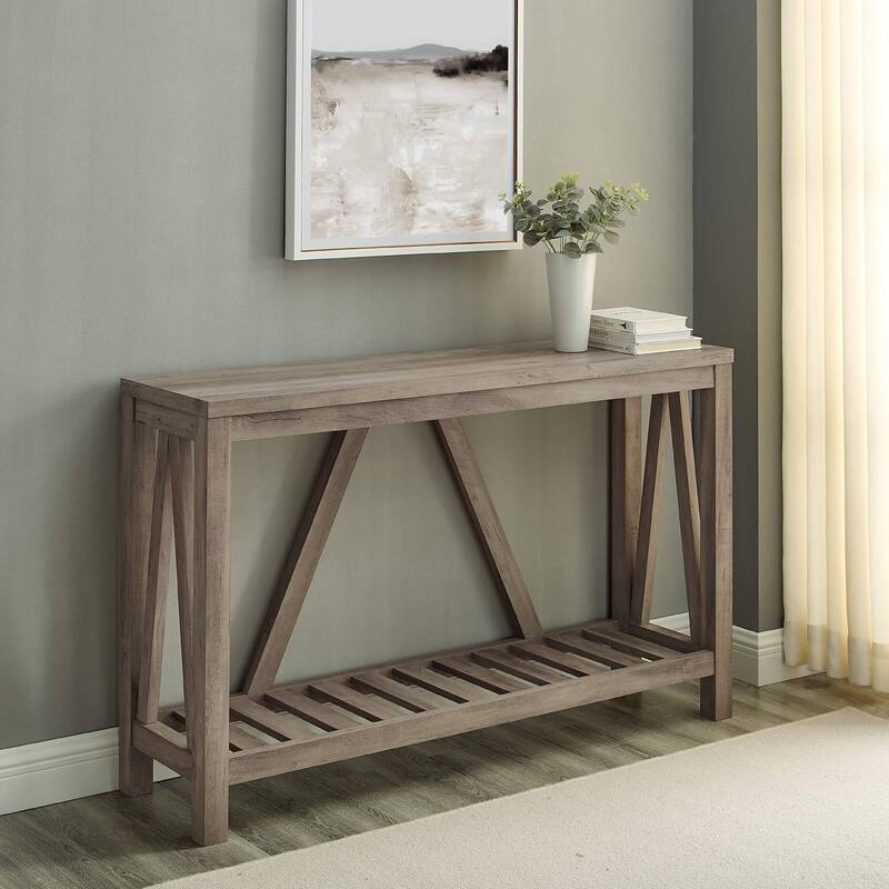 Modern Farmhouse Accent Entryway Table Entry Table Living Room End Table, 52 Inch, Grey Wash
