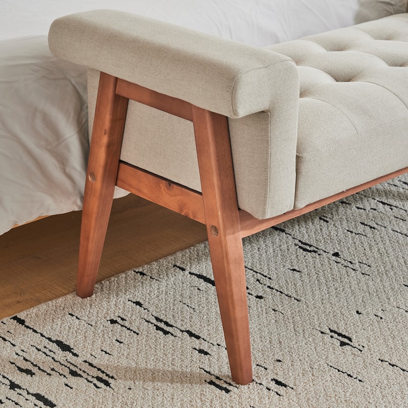 Christopher Knight Home - Evelyn Classic Beige Tufted Linen Ottoman Bench - 49" W x 18.75" D x 23" H