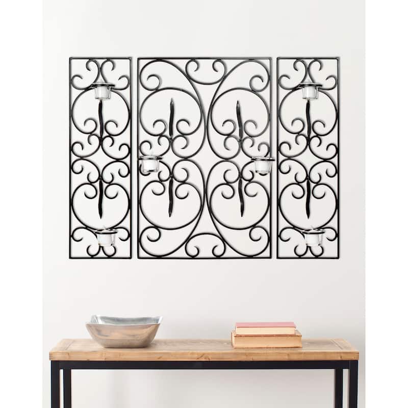 SAFAVIEH Lighting Vally Classical Scrolls Candle Holder Wall Sconce - 23"L x 31"H x 9"D - 32Wx4Dx24H