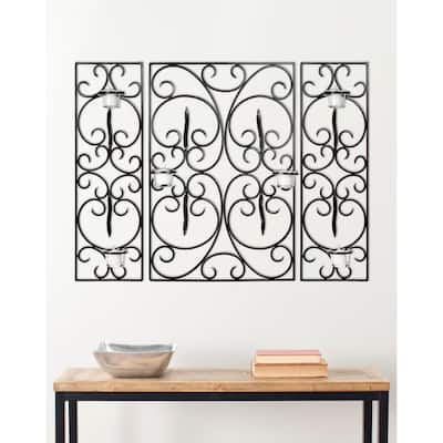SAFAVIEH Lighting Vally Classical Scrolls Candle Holder Wall Sconce - 23"L x 31"H x 9"D - 32Wx4Dx24H