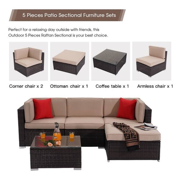 Bonosuki Patio Furniture Sets 5 Piece Outdoor Conversation Set On Sale Overstock 32883399