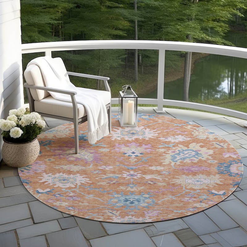 Machine Washable Indoor/ Outdoor Causal Traditional Chantille Rug