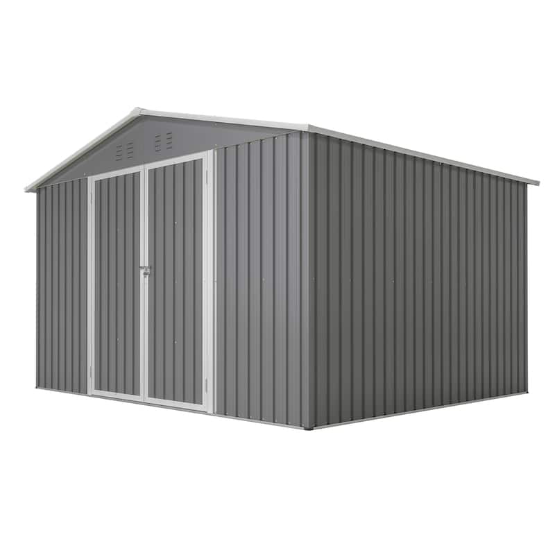 GDFStudio - Evelyn Spacious Outdoor Waterproof Tool Storage Shed with Durable Metal Frame