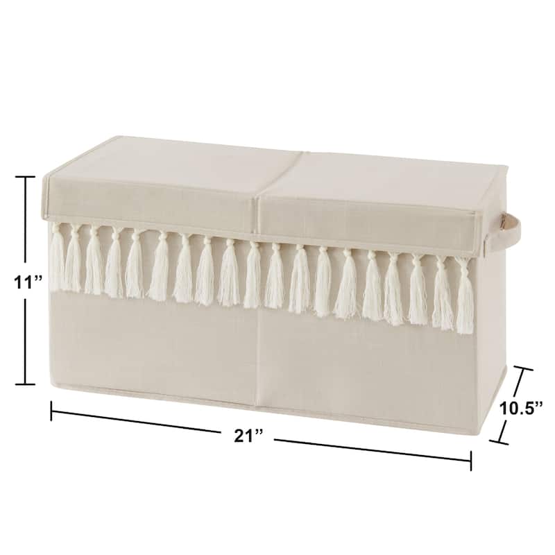 Boho Bohemian Boy Girl Kids Fabric Toy Bin Storage - Solid Taupe Beige Ivory Cream Off White Linen Farmhouse Shabby Chic Neutral