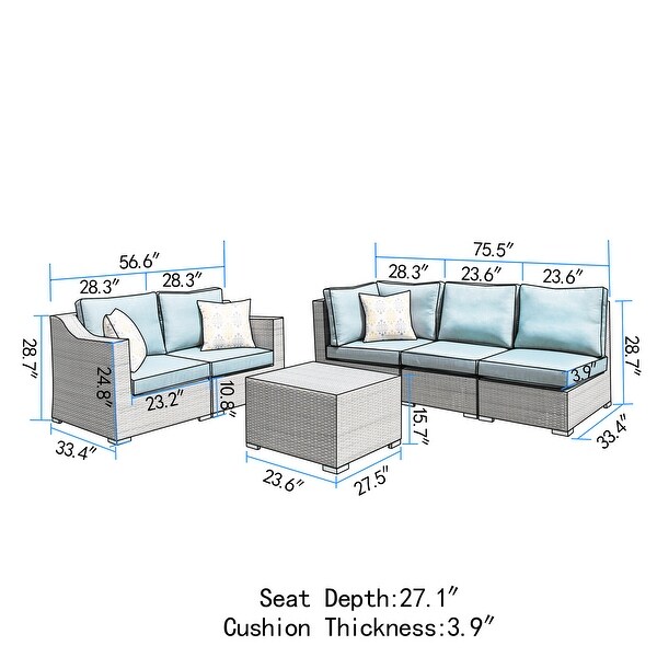 Corvus Martinka 6-pc. Outdoor Grey Wicker Sectional Set