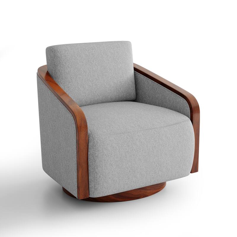 Chenille Modern 360°Swivel Barrel Chair Round Base