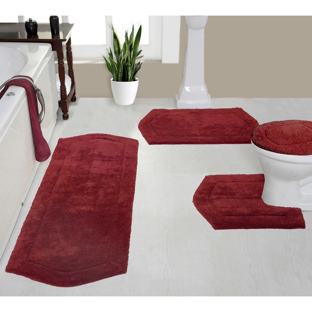 Traditional 34-in x 21-in Chili Pepper Red Nylon Bath Mat Set in