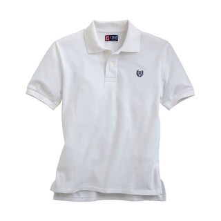 Shop Chaps Boys Solid Logo Rugby Polo Shirt White S 8 Husky