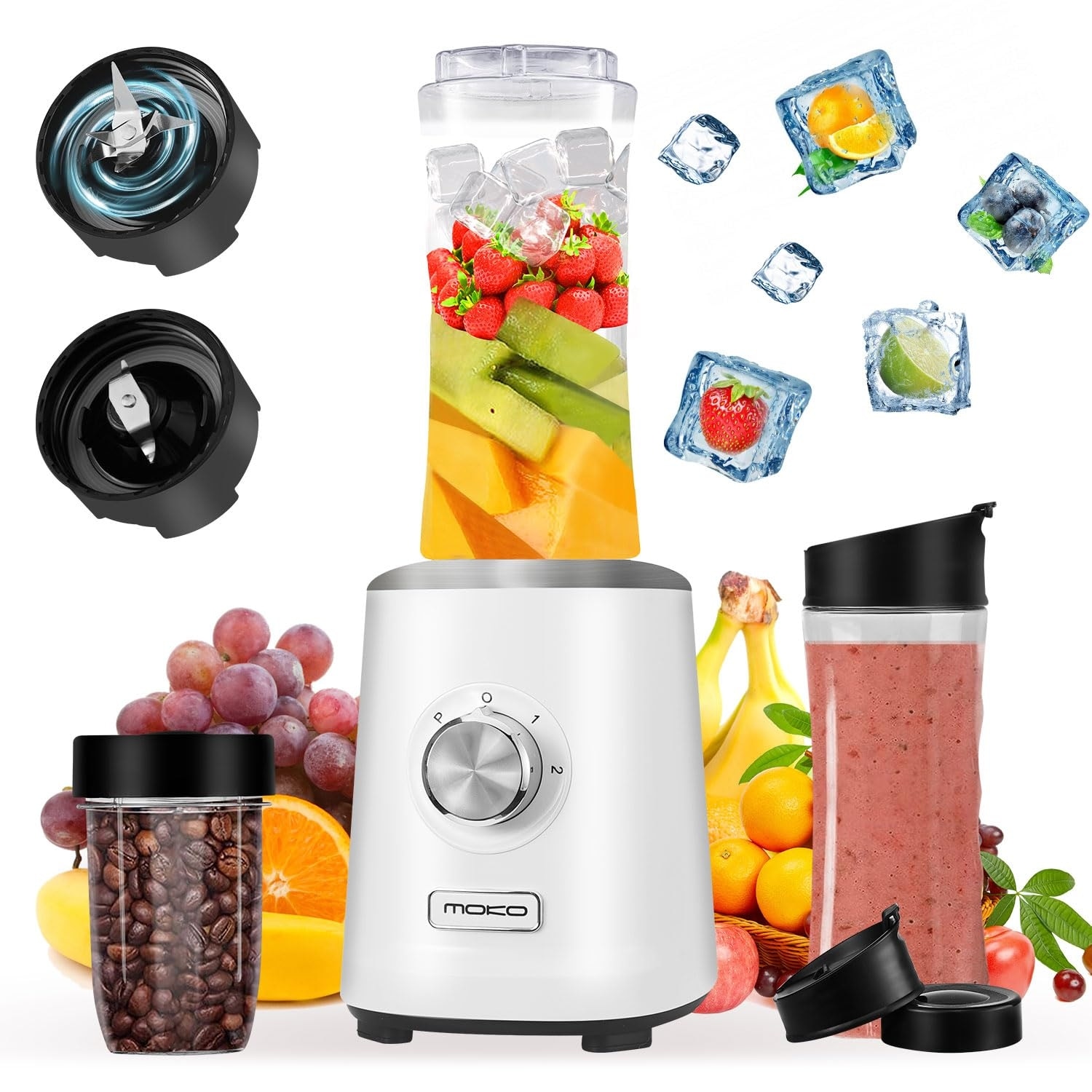 700W Smoothie Blender, Personal Blender for Shakes and Smoothies, Retro Countertop Blender and Grinder with 2 Speeds and Pulse