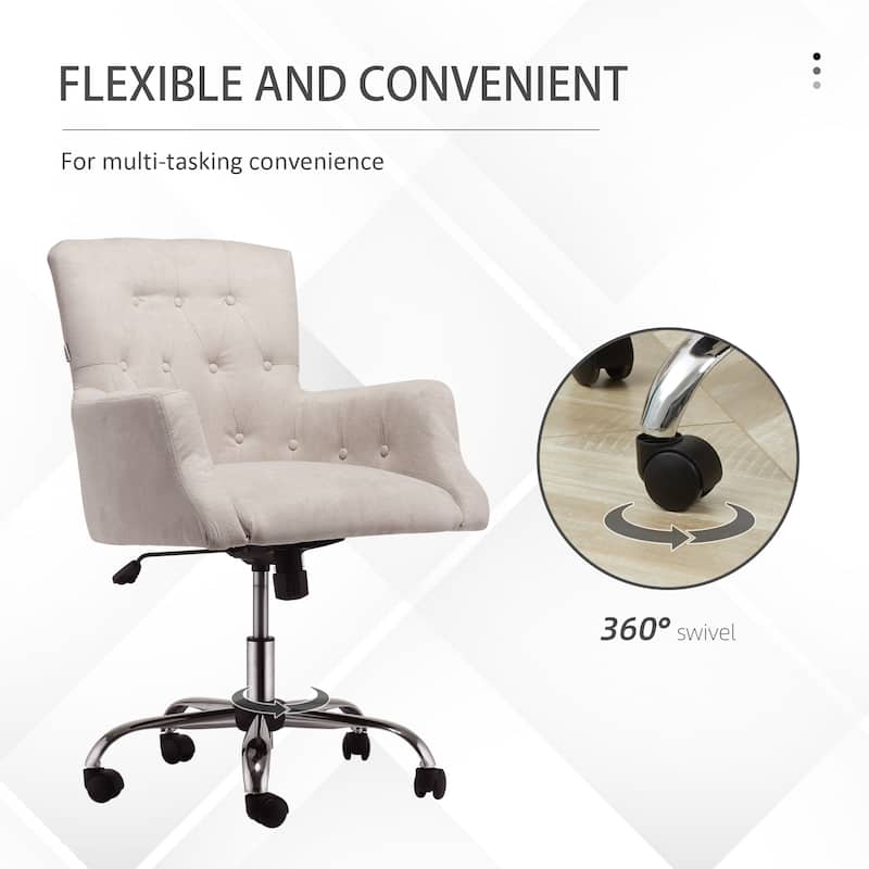 HOMCOM Swivel Computer Office Chair Button Tufted Mid Back Desk Chair for Home Study Bedroom, Carbon