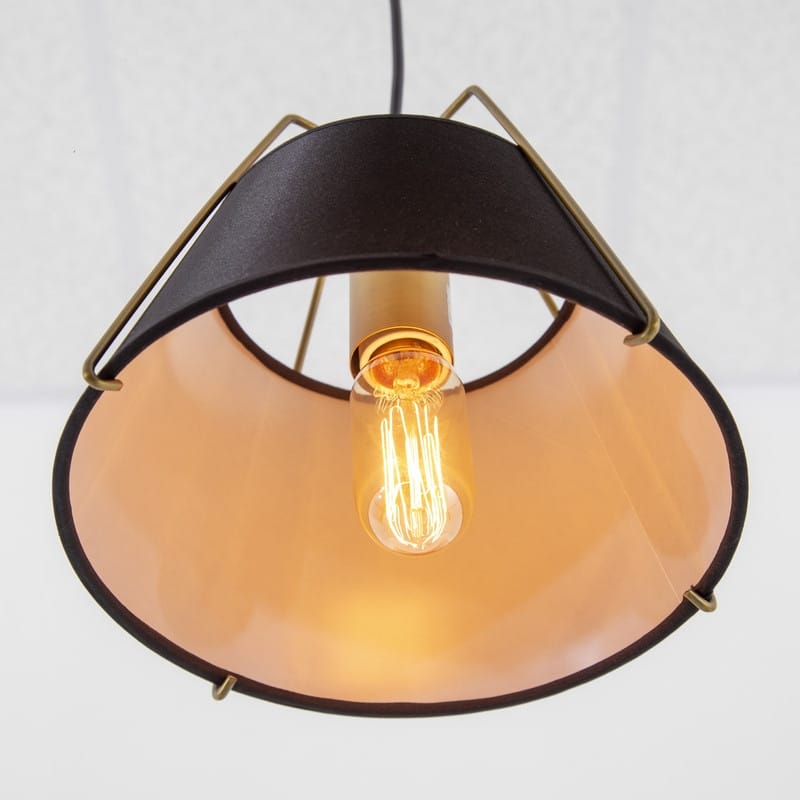 Mira 1-Light Modern Pendant in Matte Gold Finish with Black Shade - 9.6 x 8 x 9.6