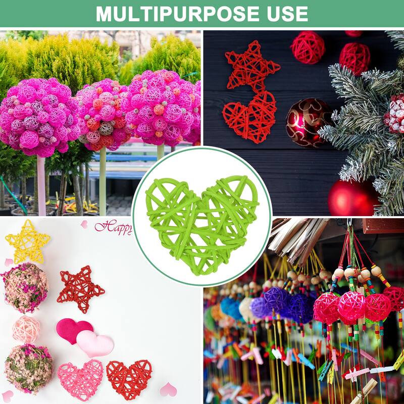 12-Pack Heart Wicker Rattan Balls 2.4Inch for DIY