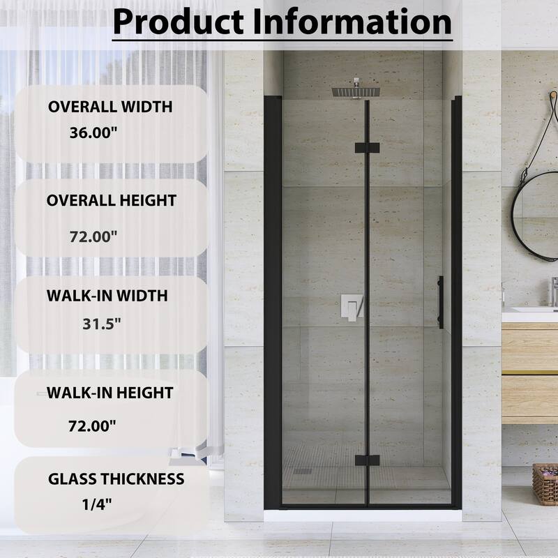 Bifold Framed Shower Door in Matte Black Finish