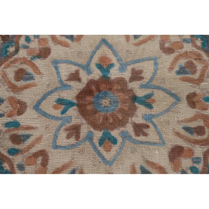 Ivory Floral Tabriz Persian Vintage Rug Handmade Wool Carpet - 6'4"x 9'6"