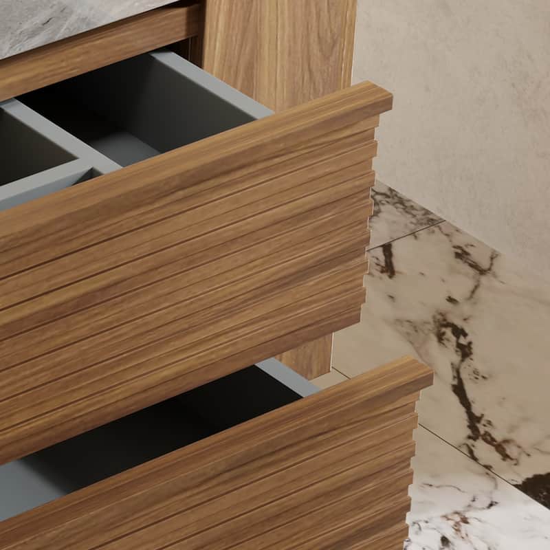 Modern 36" Bathroom Vanities, Sintered Stone Tabletop, Sold wood Cabinets, 2 Drawers& 2 Adjustable Shelves, Not Assembled Need