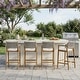 preview thumbnail 1 of 13, Christopher Knight Home - Malibu Outdoor Bar Stool Set Acacia Wood with Rope Back and Water-Resistant Cushions 4-Piece - Grey