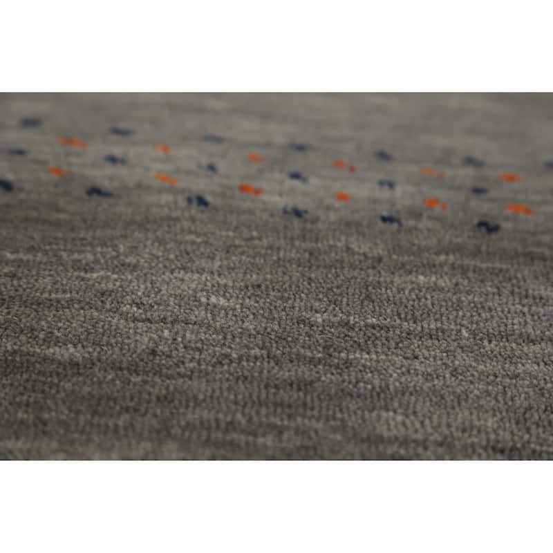 Hand Knotted Oriental 100% Wool Carpet Tribal Tribal Greys & Charcoal Gabbeh Area Rug - 4' 11'' X 3' 1''