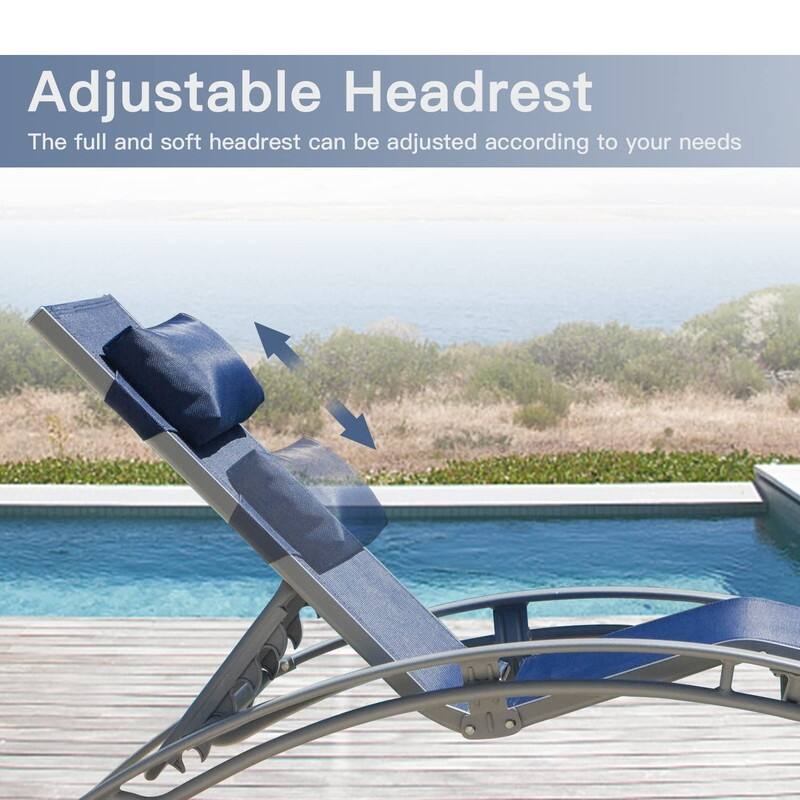 Domi Outdoor Living Aluminum Patio Chaise Lounge Set – Curved Design, Adjustable Positions, and Durable Construction - N/A