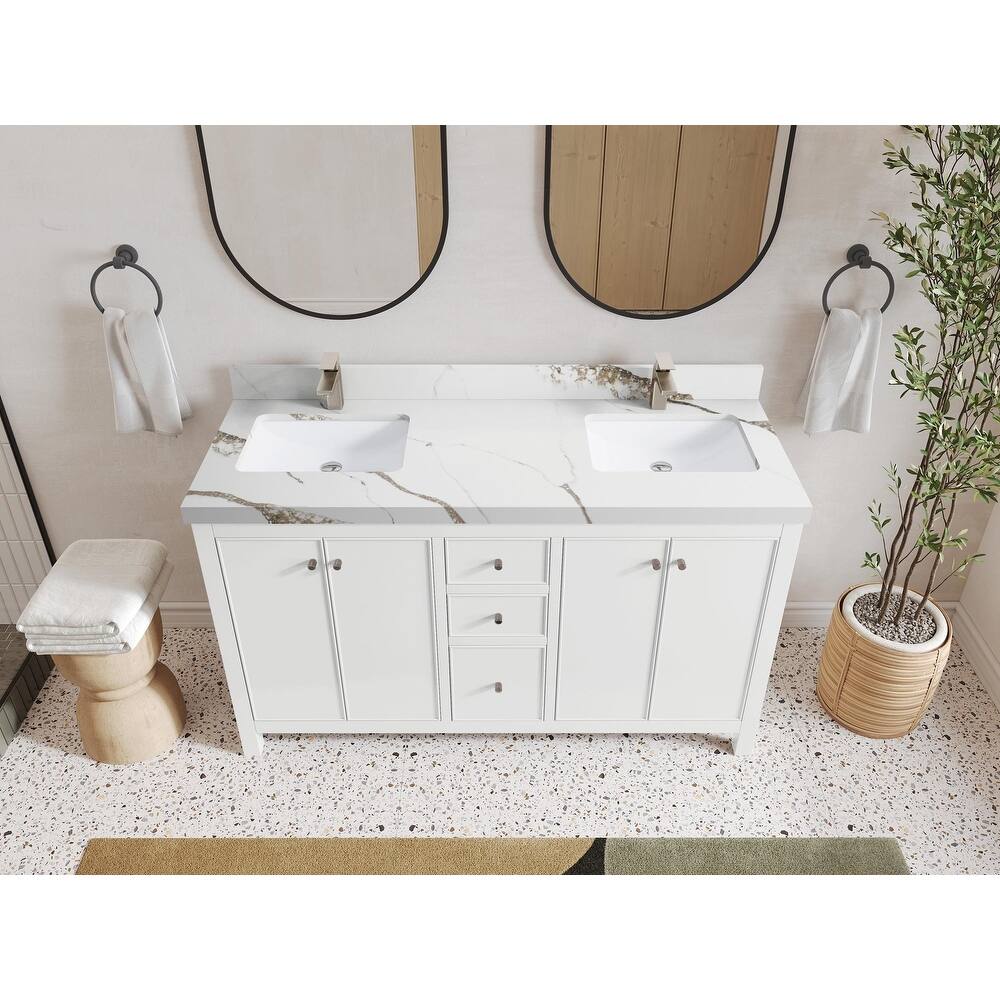 Willow Collections 60 in. W x 22 in. D Chicago Double Sink Bathroom Vanity with Countertop
