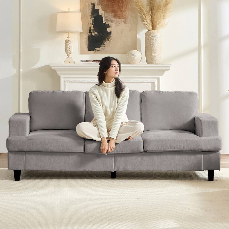 Mixoy W82" Chenille Straight Sectional Sofa,Cloud Sleeper Comfy Upholstered 3-Seater Sofa Couch