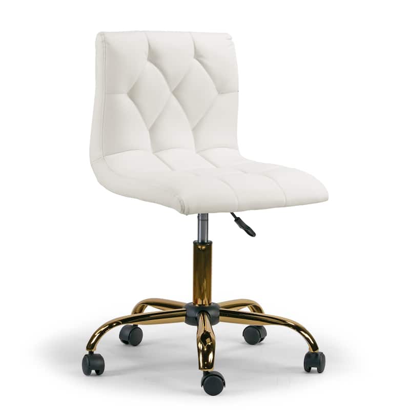 Aman Cream Adjustable Height Swivel Office Chair w/ Golden Wheel Base