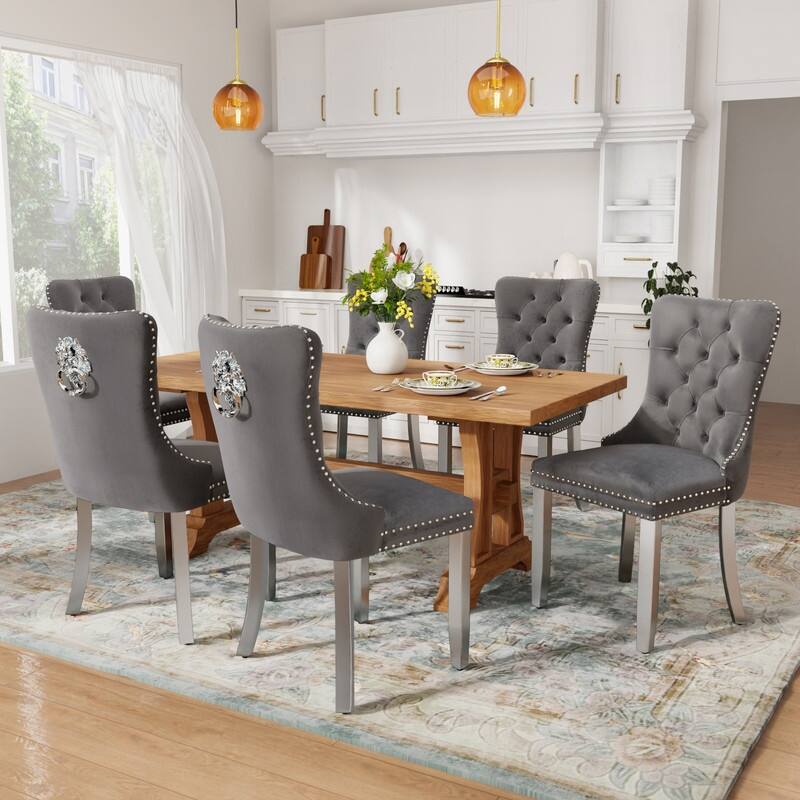 Contemporary Velvet Upholstered Dining Chair Set of 4