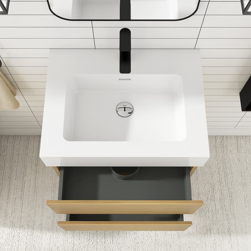 Floating Bathroom Vanity with Solid Surface Top