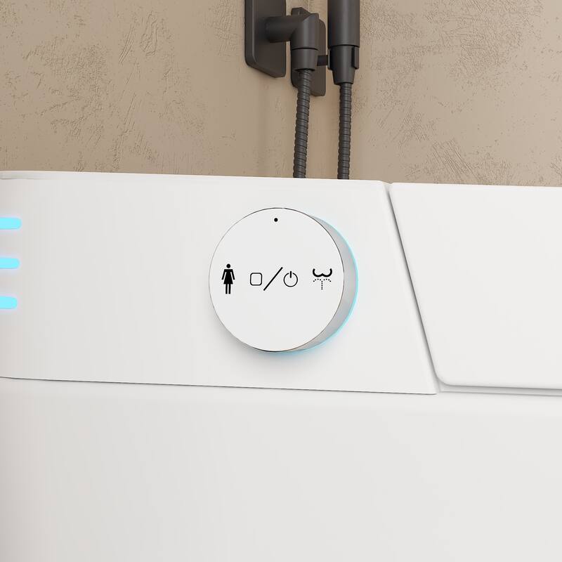 Smart Toilet with Heated Seat, Warm Air Dry, Foot Flush, Bidet Washing Night Light, Built-in Water Tank Electronic