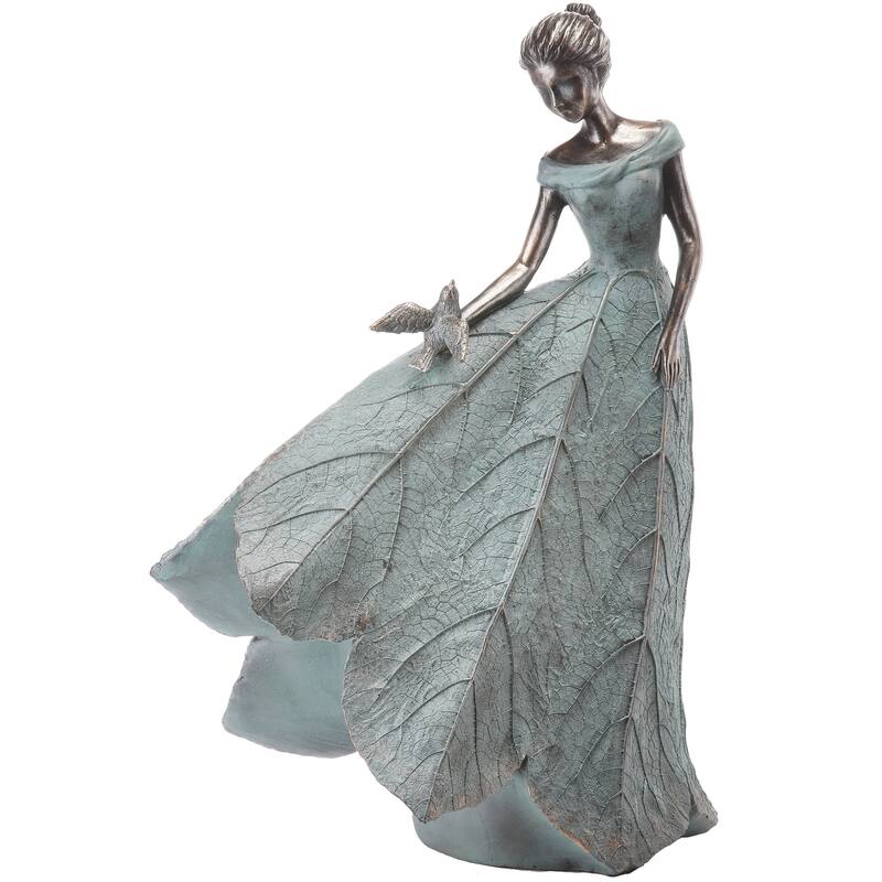 Polystone Standing Leaf Dress Lady 19"T