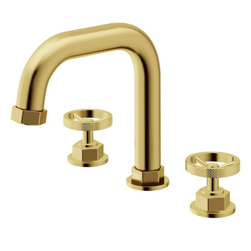 Vigo VG01305 Hart 1.2 GPM 8" H Double Handle Widespread Bathroom - Matte Brushed Gold