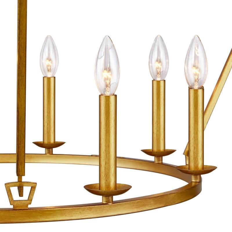 KAWOTI 40" 20-light Modern Adjustable Wagon Wheel Chandelier, 2-Tier