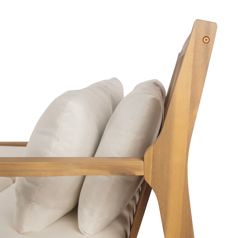Outdoor Acacia Double Daybed Sunbed with Four Pillows