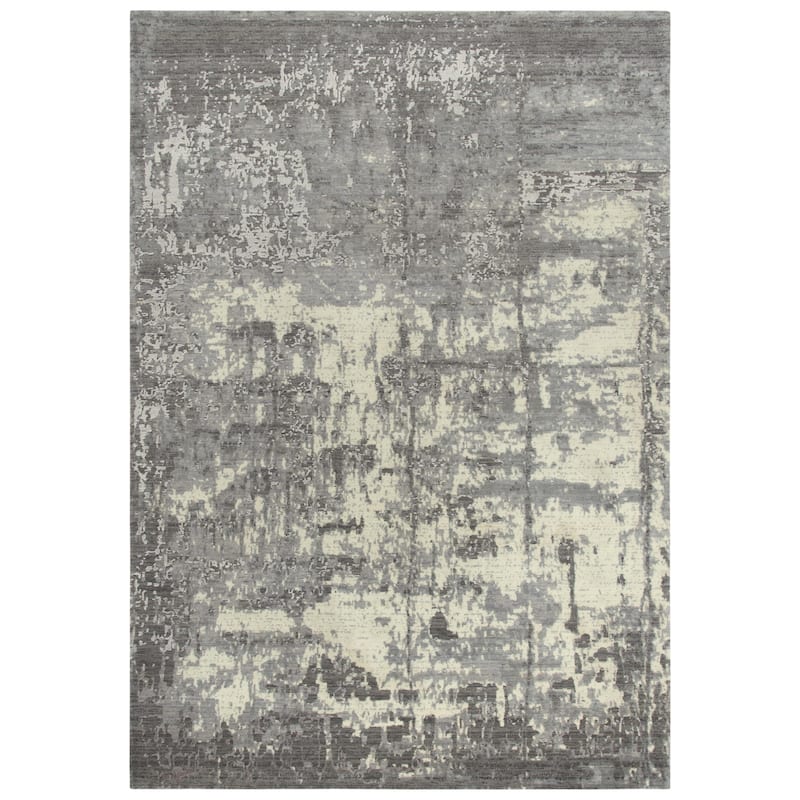 Alora Decor Radiant Abstract Distressed Wool Blend Rug - 5' x 8' - Grey