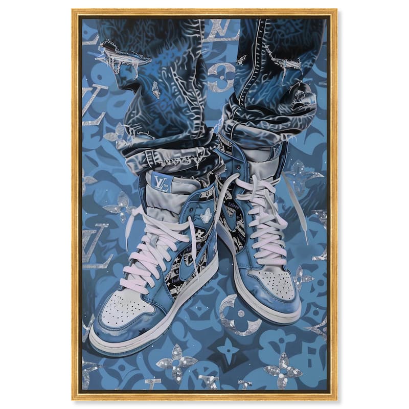 Blue Dreams Sneakers Canvas by Art Remedy - Gold - 36" x 54"